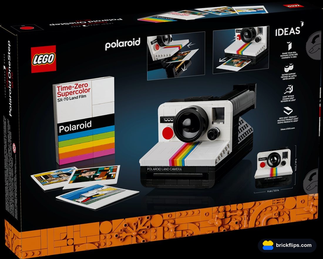 The set box, showing the film-dispensing function and the three printed photos.